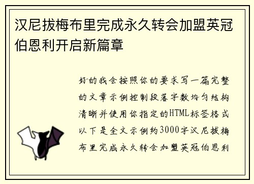 汉尼拔梅布里完成永久转会加盟英冠伯恩利开启新篇章 汉尼拔梅布里完成永久转会加盟英冠伯恩利开启新篇章
